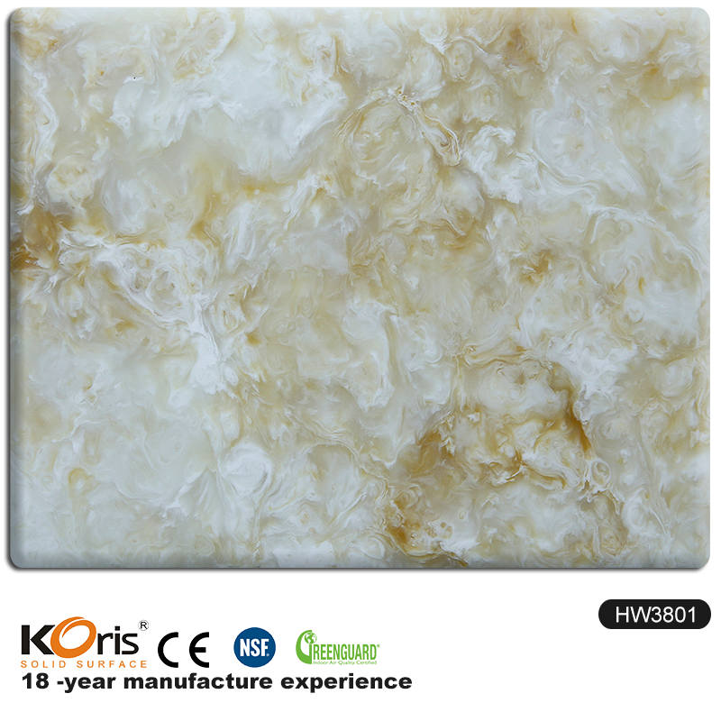 Good quality Easy Install Joint Seamless 6-30 mm Veined Acrylic Solid Surface Designs for Table Top